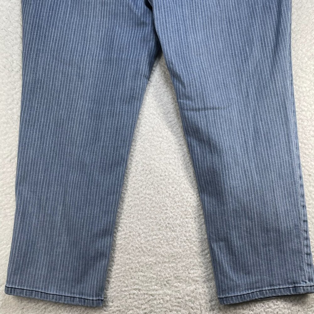 Chicos Jeans Womens (3.0) US 16 Blue Striped Girlfriend Crop High Rise 38x25 - Picture 5 of 13